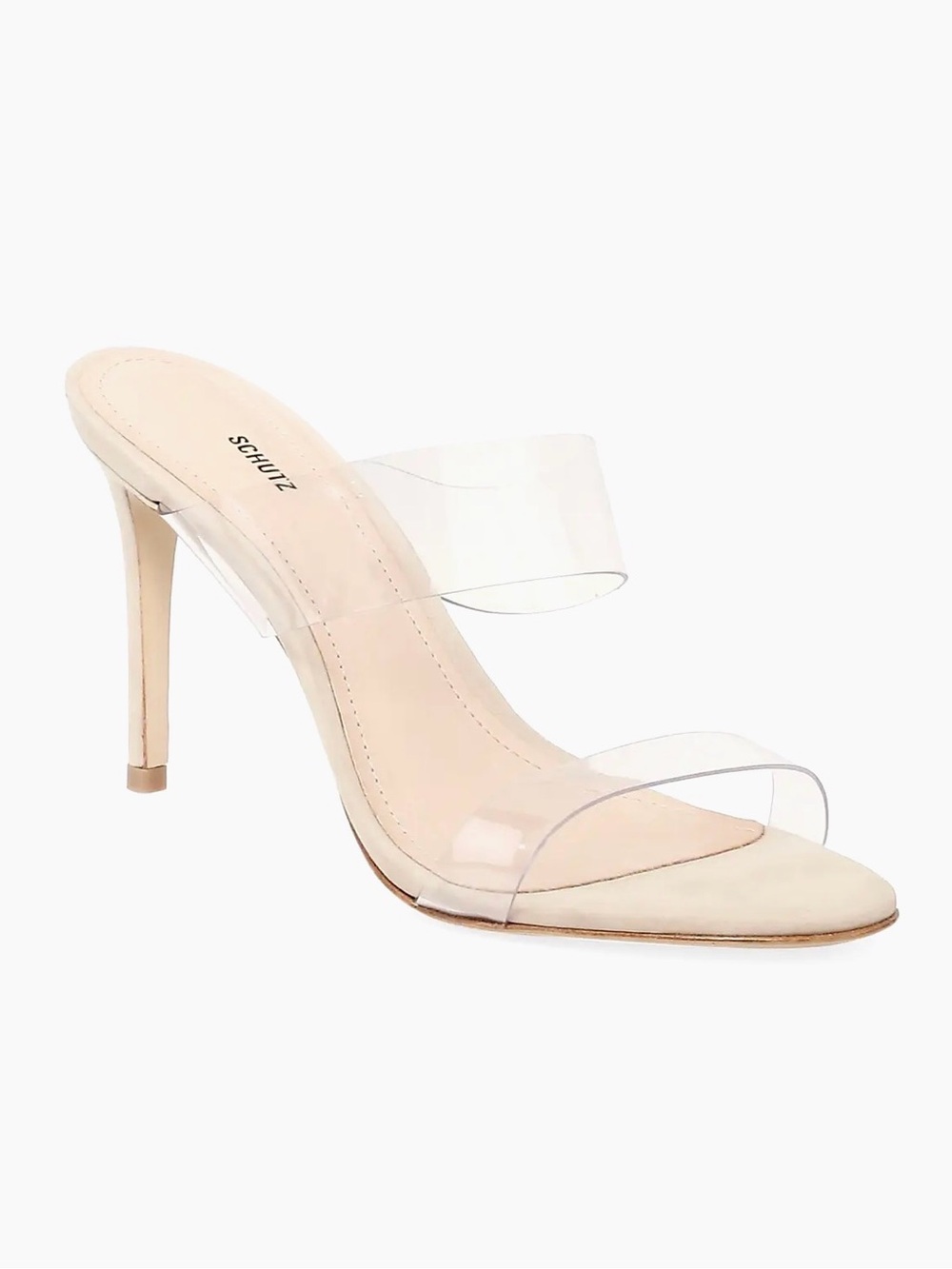 SCHUTZ Nude Clear-Strap High Heel Mule